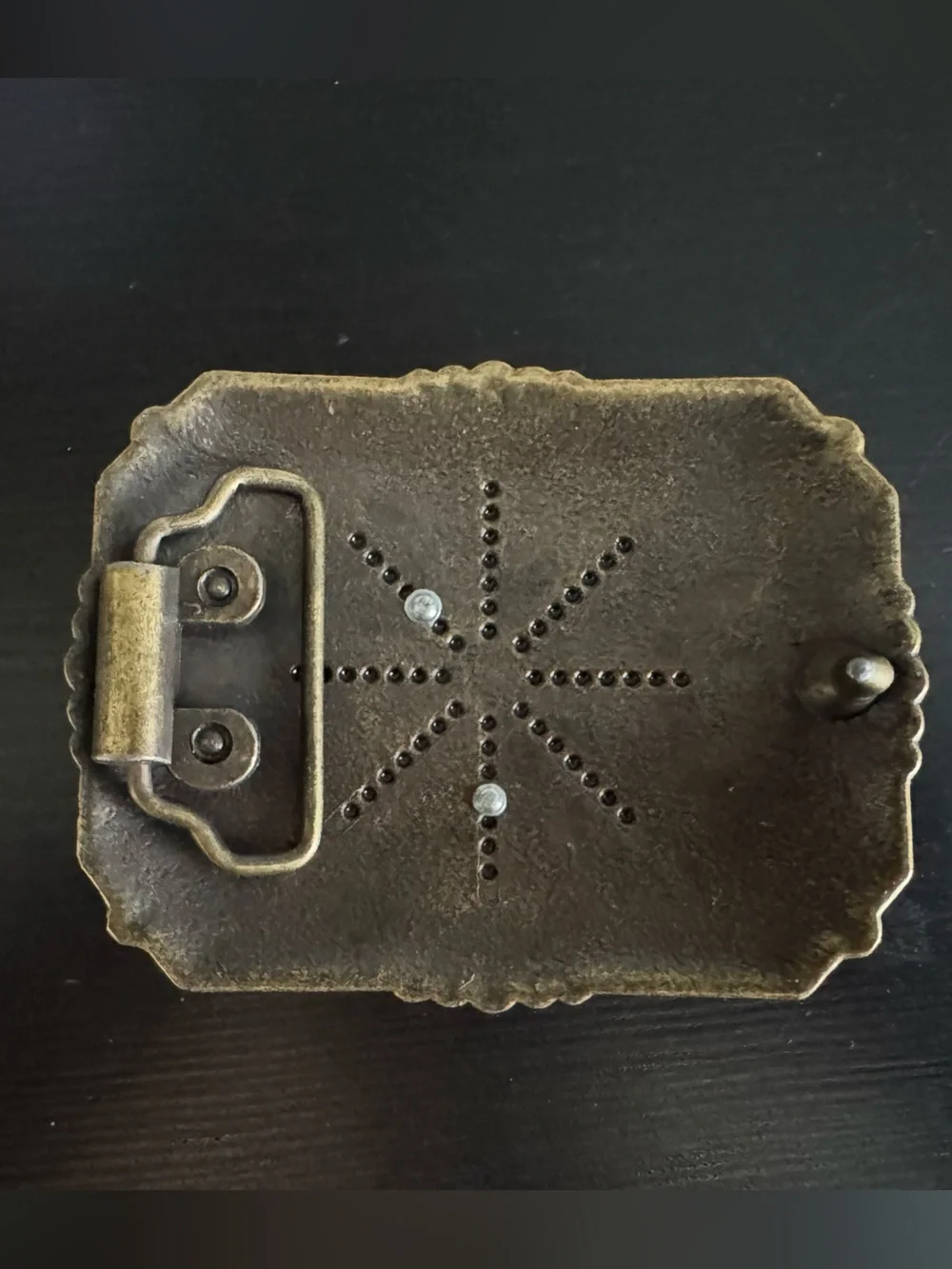 Monogram 'J' Ornate Metal Belt Buckle in Aged Bronze